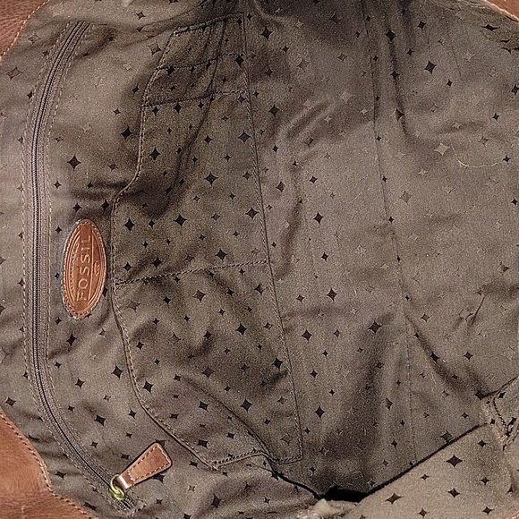 Fossil Reissue Brown Gold Weekender Bag Tote Shoulder Bag - Picture 13 of 15